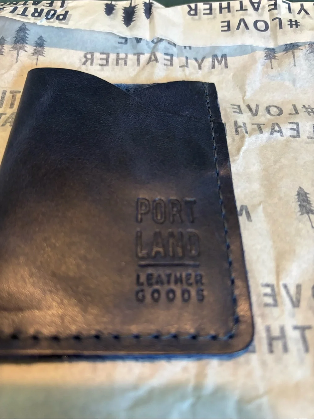 Portland Leather Cowboy Blue minimalist wallet